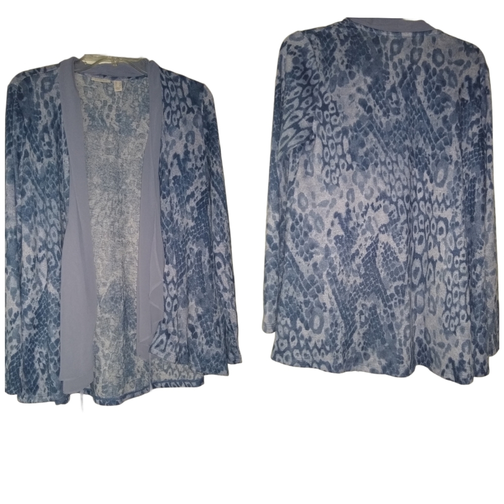 Logo by Lori Goldstein blue cheetah cardigan sz S